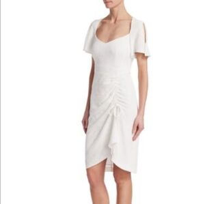 Nanette Lepore Cream Off White Core Ruched Cutout Dress Size 0